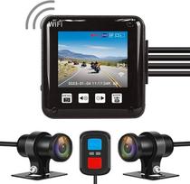 VSYSTO Motociklų prietaisų skydelio kamera Dvigubos 1080p priekinės ir galinės kameros WiFi 150 laipsnių "Fisheye" 2 colių ekranas WDR Vandeniui atsparus vaizdo registratorius motociklui Naktinis matymas G jutiklis Įrašymas kilpa (B6D)
