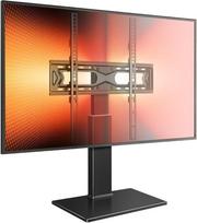 WKWKER Universalus stalinis televizoriaus stovas, skirtas 27-60 colių LED LCD televizoriui, su 30 laipsnių pasukamu televizoriaus stovu ir grūdinto stiklo pagrindu, maksimali VESA 400x400 mm