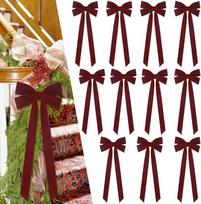 XIMISHOP 15 x Kalėdų aksomo lankai su kaklaraiščiais, 5 x 12 colių derliaus Kalėdų aksomo lankai Kalėdų eglutei dovanų vyniojimo vainikai namų apdaila