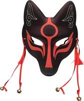YangYong Kitsune lapės kaukė Helovino maskarado vakarėliui, Kabuki PU kaukės kostiumui