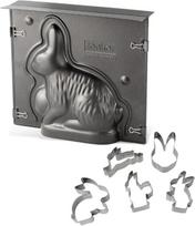 Zenker 9917550 Velykų zuikis 3D kepimo forma ir kepinių formelė, Lamalos formos ir Velykų pjaustyklė, kepimo reikmenys, triušio forma, torto forma, plienas, nerūdijantis plienas, 21,5 x 19 x 6 cm ir apie 9 cm