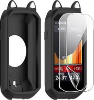 zZjoOoj Silikoninis dėklas, suderinamas su Garmin Edge 1050 korpusu, 2 dalių apsauginė ekrano plėvelė Garmin Edge 1050 minkšta TPU plėvelė, smūgiams atsparus apsauginis dėklas (juodas)