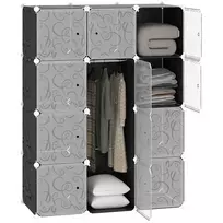 Modulinė spinta Homcom 111x47x145cm., juodos/baltos spalvos
