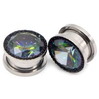 Auskarai tuneliai Diamond Black Rainbow, 2vnt; 8mm, 10mm, 12mm, 14mm
