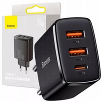 BASEUS spartusis telefono įkroviklis USB-C 2X USB 30W PD QC 3.0 AFC