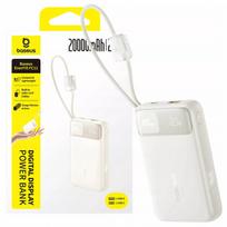 BASEUS išorinė baterija 20000mAh 22.5W USB-C USB-A su įmontuotais USB-C ir Lightning laidais