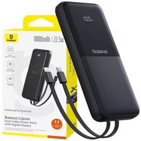 BASEUS išorinė baterija 10000mAh 22.5W USB-C USB-A su įmontuotais USB-C ir Lightning kabeliais
