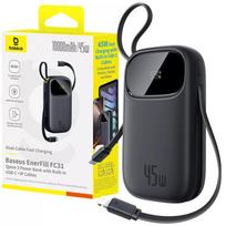 BASEUS išorinė baterija 10000 mAh 45 W USB su laidais USB-C ir LIGHTNING