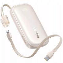 BASEUS išorinė baterija 10000 mAh 22.5W USB-C USB-A su integruotu atjungiamu USB-C į Lightning kabeliu