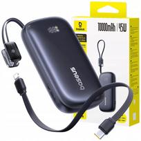 BASEUS 10000 mAh 45W galios išorinė baterija su USB-C ir USB-A jungtimis bei nuimamu „Lightning“ kabeliu