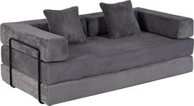 "4-in-1" sofa-lova be kaulų, sulankstoma sofa-lova su porankiais, sulankstomu čiužiniu ir miegamuoju krėslu, patogi sofa-lova svetainei ir miegamajam kaip poilsio arba svečių lova (tamsiai pilka)