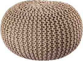 "Abato Pouf" Megzta taburetė Grindų pagalvėlė 55 cm skersmens Tvarus veganiškas sąžiningos prekybos 150 kg apkrovos pajėgumas Modernus juodas, pilkas, baltas, smėlio spalvos (smėlio spalvos) gyvenamasis kambarys, miegamasis ir vaikų kambarys