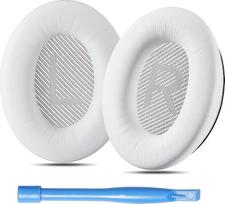 "Accessory House" ausų pagalvėlės, suderinamos su "Bose QuietComfort 35" (QC35) ir "QuietComfort 35 II" (QC35 II) ausinėmis Baltyminė oda, didelio tankio minkštos putos, padidinančios patvarumą (balta)