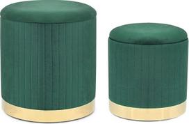 "Adeco 2 Pack Round Velvet Ottoman Storage Cosmetic Stool Padded Footrest Stool with Gold Base for Living Room Bedroom