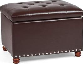 "Adeco" stačiakampis odinis mygtukas žemyn suoliukas Tufted Accent Ottoman Footstool