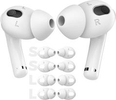 "AhaStyle" 4 poros "AirPods 3" silikoninių ausinių [netelpa į įkrovimo dėklą], suderinamos su "Apple AirPods 3 2021" (2 poros didelių + 2 poros mažų, baltos spalvos)