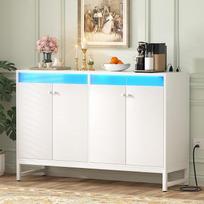 "Aheaplus Sideboard Buffet Cabinet" virtuvės saugojimo spintelė su įkrovimo stotimi Balta