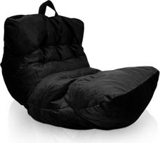 "Aiire Relaxo" "XXL" pupų maišas "Cuddly Corner", "Bean Bag" dizainas, pagamintas iš aksomo audinio su užpildu, milžiniški pupų maišai suaugusiesiems, sėdynės krepšys, pūkuotos grindų pagalvėlės, šiurkštus grindų kėdė, grindų kėdė, juoda
