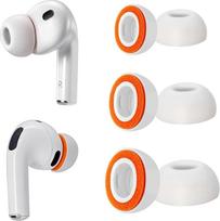 "AirPods Pro 3" pakaitiniai ausų kištukai, minkštos putos ir silikono ausinės "AirPods Pro" 3 kartos ausinėms, neslidus dizainas, tinka įkrovimo dėklui, 3 poros (S/M/L, baltos ir oranžinės spalvos)