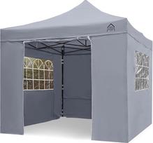 "All Seasons Gazebos" 3 x 3 m visiškai vandeniui atspari sulankstoma pavėsinė su 4 aukštos kokybės šoninėmis plokštėmis - metalinė pilka