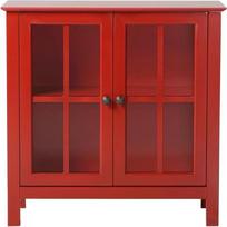 "American Furniture Classics OS Home and Office" stiklinių durų akcentinė ir vitrininė spinta, raudoni dažai