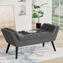"Andeworld" siūtas lovos suolas Velvet Ottoman Footstool miegamajam Svetainės prieangis (tamsiai pilka, 2 sėdimos vietos)