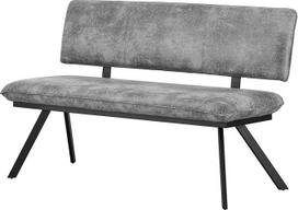 "B&D home Juna" 160 cm minkštas valgomojo suolas su atlošu, metaliniu rėmu, skirtas valgomajam, prieškambariui, spintai, pramoninis modernus dizainas, zomšinis, pilkas, 11310-160-Grey