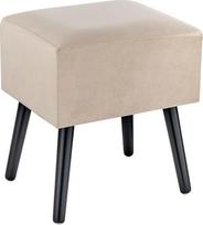 "Baroni Home" Velvet Pouf Paminkštintas suoliukas su medinėmis kojomis 40 x 33 x 46 cm Smėlio spalvos