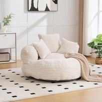 "Bean Bag" kėdė suaugusiesiems su aukšta nugara, velvetinis audinys, tinginio sofa su 3 pagalvėlėmis, "Bean Bag" kėdė, viengulė žaidimų sofos kėdė svetainei, poilsio kambariui, miegamajam, smėlio spalvos