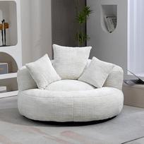 "Bean Bag", "Lazy Sofa", viengulė sofa, "Bean Bag", ilgaamžis patogus gultas su 3 pagalvėlėmis ir šeniliniu audiniu, skirtas svetainei, miegamajam, biurui, 108 x 108 x 52 cm (smėlio spalvos)