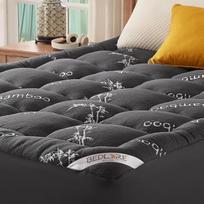 "BEDLORE" čiužinio užvalkalas 90 x 200 cm, pagamintas iš bambuko pluošto viskozės, su elastingomis kišenėmis, skirtas 30 cm čiužiniui, minkštas čiužinio užvalkalas nugaros skausmams malšinti (tamsiai pilkas)