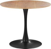 "Beliani Boca" valgomojo stalas Šviesaus medžio spalva / juoda 90 cm apvalus MDF plokštės metalas