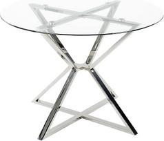 "Beliani Bosco Glamorous" valgomojo stalas iš grūdinto stiklo, sidabrinės spalvos, skersmuo 105 cm, metalinės kojos