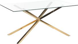 "Beliani Maramo" valgomojo stalas stiklinis skaidrus stačiakampis 160 x 90 cm metalinis rėmas auksinis