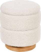 "Beliani Ogden Pouf" taburetė su dirbtiniu kailiu, apvali 35 cm Teddy Fur su laikymo dangčiu, 38 cm aukščio, balta