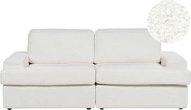 "Beliani" 3 vietų sofa audinys "Bouclé", baltas storas sėdynės pagalvėlė Platūs porankiai Alla