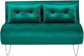 "Beliani" dvivietė sofa tamsiai žalios spalvos aksomo audinys su miego funkcija ir dekoratyvine pagalvėle "Vestfold