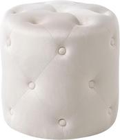 "Beliani" pufas Velvet Cream White Round 40 cm dygsniuotas su sagomis Chesterfield Style Corolla