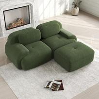 "Bladez" moderni laidinė sofa Modulinė L formos kampinė sofa lova su otomaniška taburete, nesurenkama, debesų minkštasuoliai gyvenamajam kambariui (žalia, 2 sėdimos vietos + 1)