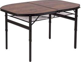 "BO-Camp Melrose" pramoninis stovyklavimo stalas, 120 x 80 cm, juodas su medžio išvaizda, 7,2 kg, 30 kg keliamoji galia, aliuminis, MDF