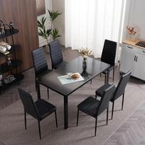 "Bonnlo" valgomojo kėdės 6 virtuvės kėdės su aukštu atlošu Valgomojo kėdės iki 120 kg apkrovos Kėdžių užvalkalai 6 juodos spalvos