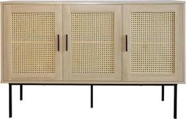 "Box and beyond" "Canner" stiliaus bufetas 120 x 40 x 76 cm 3 durų natūralaus medžio efekto juodos spalvos metalinės kojelės