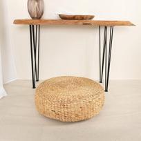 "Bruno Seat Pouf" iš vandens hiacinto 55 x 55 x 21 cm Natūrali taburetė
