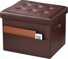 "Bsketa Storage Ottoman" sulankstomas Osmanų su rankenomis 17 colių odinis kojūgalis suolas Osmanų su saugykla gyvenamasis kambarys miegamasis bendrabutis Įrašyti paramą 150 kg rudos spalvos
