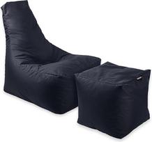 "BuBiBag Calm Bean Bag" su taburete - žaidimų pupų maišas vaikams ir suaugusiesiems - pupų maišas taip pat tinka naudoti lauke - pufas ir rankena (tamsiai mėlyna/juodai mėlyna)