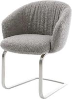 "Caja-Flex Swing Chair" kėdė su porankiais Cantilever Flat Nerūdijančio plieno Bouclé Silver Grey Pocket Spring Core