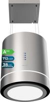 "Cecotec Bolero Flux Cre 448000 Inox A++ Apvalus salos gartraukis 448000 Nerūdijančio plieno išvaizda 800m3/h siurbimo galia 210W variklis Elektroninis valdymas Apšvietimas Anglies filtras
