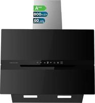 "Cecotec Bolero Flux DT 608010 Dekoratyvinis 60 cm stiklinis juodas A++ ištraukiamasis gaubtas. 210 W, 800 m³/h, A++ klasė, jutiklinis valdymas, 3 lygiai, anglies ir aliuminio filtras, šviesos diodas, valdymas rankomis, atidėjimas