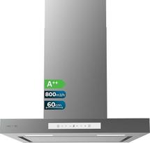 "Cecotec Bolero Flux Tt 608000 Slim Glass White A++ T formos gartraukis 60 cm Nerūdijančio plieno efektas Siurbimo galia 800 m³/h Jutiklinis ekranas Anglies filtras Valdymas rankiniu judesiu