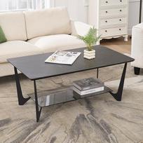 "chairus" kavos staliukas Marmuro modelis Svetainės staliukas su dviem lentynomis, modernus šoninis staliukas, sofos staliukas svetainei / miegamajam / salonui, juodas